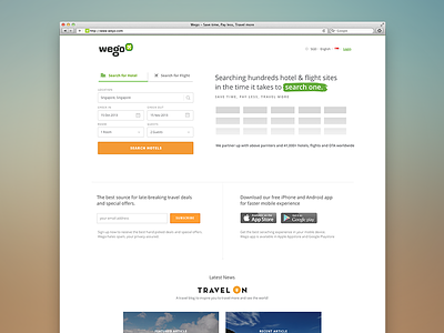 Metasearch Landing page clean flights form homepage hotel landing page meta search responsive travel typography wego
