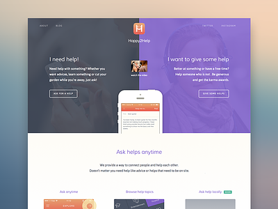 H2H landing page flat help home page icon iphone landing page typography ui ux website