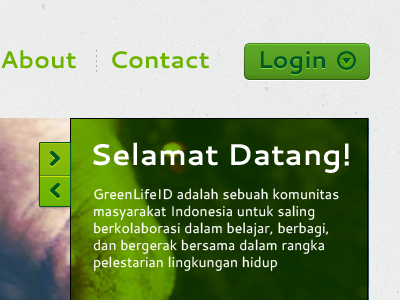 Login button about button contact design designer green home login navigation next preview teaser ui website welcome