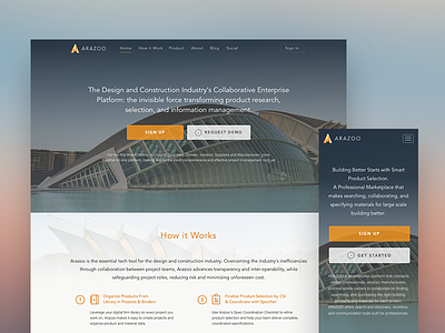 Arazoo Final architecture button clean construction contact footer homepage landing page marketing page minimal responsive team