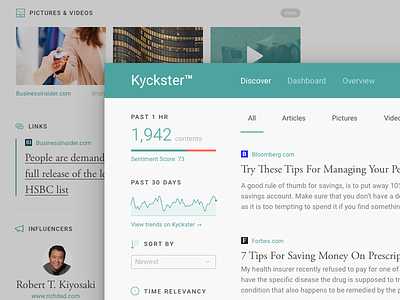 Kyckster Discover (Full page) dashboard discover finance graph home quote stats typography ui ux video web