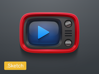 Red Retro Tv Sketch 3d apple download free freebie icons mac play sketch television tv