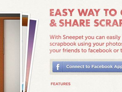 Fb Connect app book button buttons design designer facebook fb feature grey grunge home page landing page layout photo photoshop scrap stack subtle texture ui web window