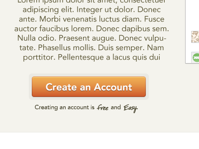 Create an Account app brown button design designer easy email free gui home landing page marketing orange shopping subscribe subtle ui ux web
