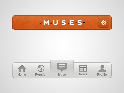 Daily Muses iPhone app ask bar clean clear daily designer devrocket header home icon ios iphone logo minimal minimalist modern muse navigation news photo popular profile question simple social tag ui ux web