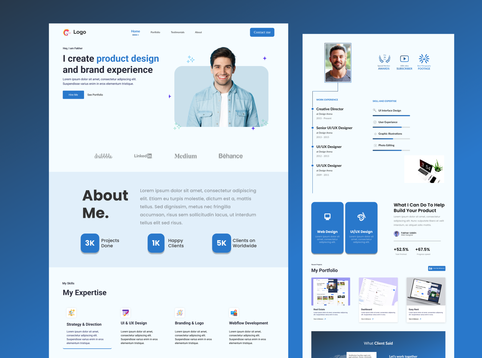 Portfolio Website UI Design by Fakher Uddin on Dribbble