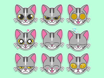 Cute cat stickers cat cute design graphic design illustration sticker sticker pack stickers