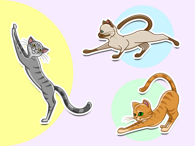 Yoga cats cat cute illustration logo sticker yoga