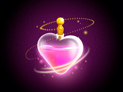 Love potion adobe cute game glow heart icon illustration love magic potion sticker vector