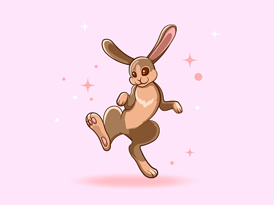 Happy rabbit animation bunny cute easter hop illustration illustrator logo pink rabbit sticker vector