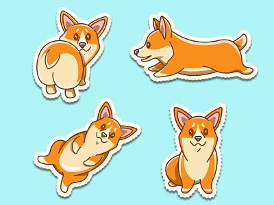 Corgi stickers corgi cute dog illustration puppy sticker vector