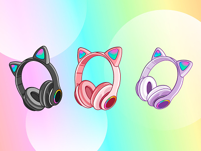 Gaming headsets cat cute design game gamer gaming headsets illustration logo sticker vector