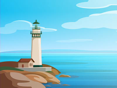 Lighthouse design designweather illustration light lighthouse scene sticker vector