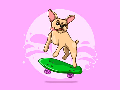 French bulldog skating bulldog cute dog french french bulldog illustration pennyboard skate skateboard sticker vector