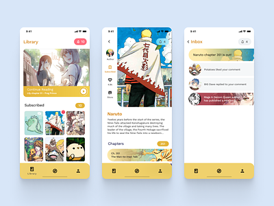 Comet Comic App app checkout comics ios manga mobile notifications profile settings store ui ux webcomics