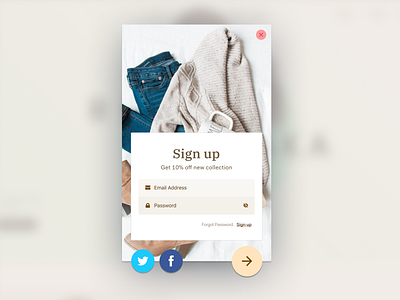 Store sign up card adobexd appeal cards ui clothing fashion popup sign up signup store ui ux