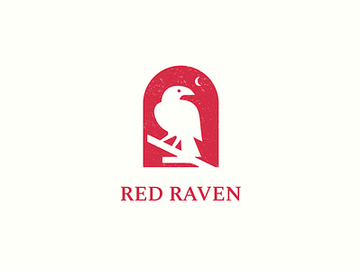 Red Raven Logo bird branding crow logo logo design raven shop store