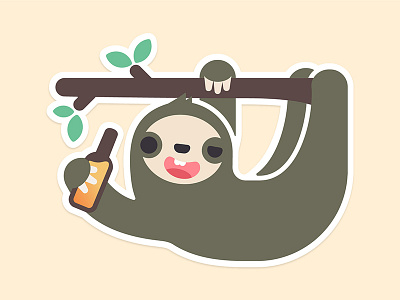 Happy Sloth Sticker animal drinking happy sloth sticker