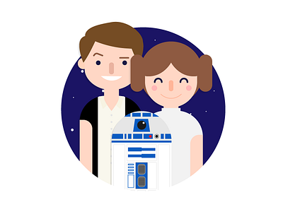 May the fourth be with you! couple digital illustration han solo illustration leia may 4th r2d2 star wars vector