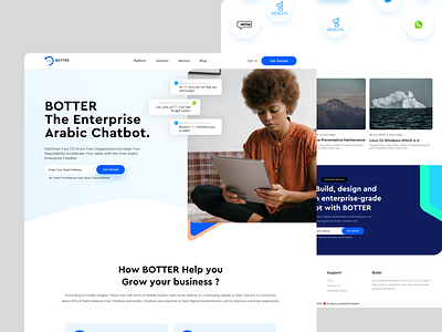 BOTTER | Enterprise Chatbot Builder AI-based ai design landing page modern website