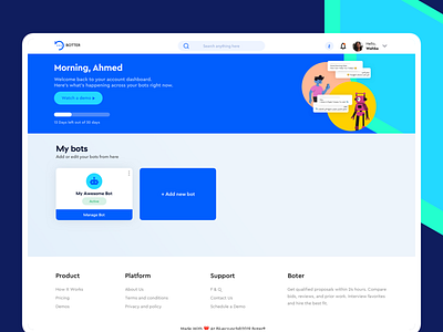 BOTTER | Enterprise Chatbot Builder AI-based ai bots dashboard dashboard ui modern product system ui ux web