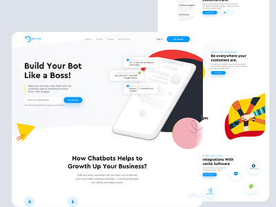 BOTTER | Enterprise Chatbot Builder AI-based business design interface landing page product startup ui ux