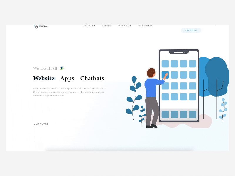 BlueCrunch Landing Page Ui Animation 🤞🏻 animation clear flinto landingpage ui ux