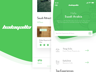 Halla yallah experiences app experiences green suadi ui ux