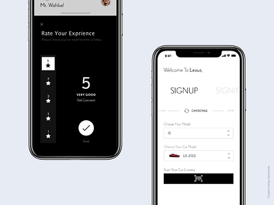 My Lexus App animation app business clear design flinto interface modern product rating signup startup ui ux