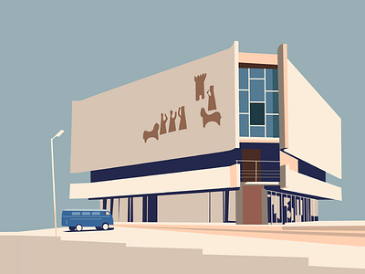 Soviet Modernism: Chess house in Yerevan architecture armenia chess graphic design illustration modernist architecture soviet soviet modernism vector yerevan