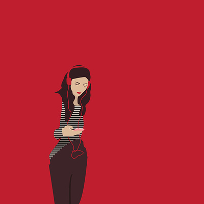 RED n2 girl graphic design illustration music print red vector woman woman illustration woman portrait