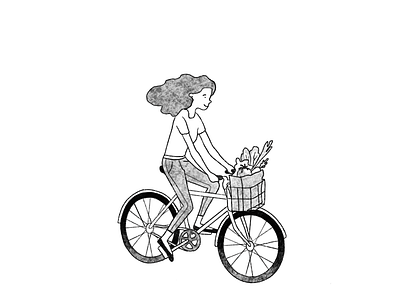 Illustration for "Citizens' Assemblies" book bicycle bike biking citizen democracy girl girl illustration graphic design illustration woman