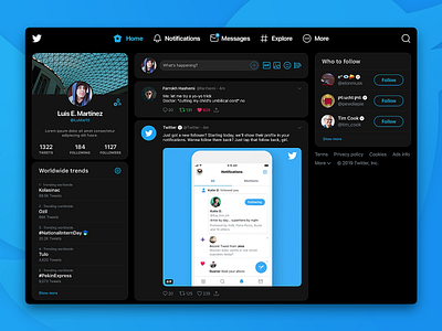 Twitter redesigned dark mode design redesign twitter ui