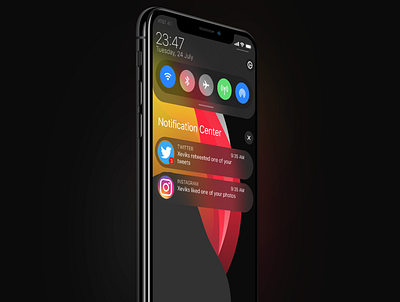 iOS Notification Center Concept black colors concept design ios notification center notifications redesign ui