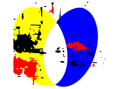 Abstract heart, imitation of the Ukrainian flag and war.