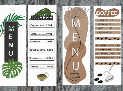 menu coffee branding cafes coffee design food graphic design illustration logo vector