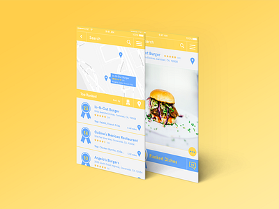 Early UI Concepts for Food App delivery app food food app map design map ui maps mobile ui ranking system ui design
