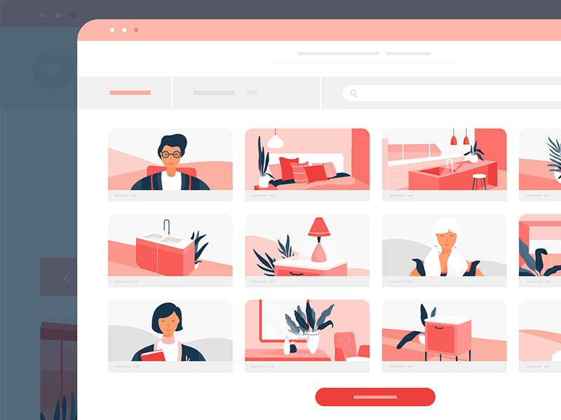 UI Screen for Interior Design Startup characters vector lunamik interior vera design animation