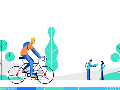 Swag riding. 2d 2danimation animated bike blue and white branding business character design explainer explainer video green and blue illustration motion motion graphics people ride tech explainer vector vidico