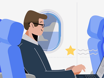 Airplane Mode 2d animated explainer animation branding business character design digital explainer animation flight illustration laptop man motion motion graphics plane technology vector worker working