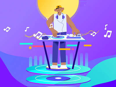 Music Production 2d animated explainer animation app branding business character design digital dj icon illustration motion motion graphics music app music player technology ui ux vector