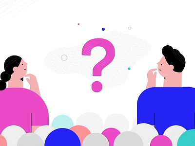 Wondering 2d animation call call center characters conversation design doubt graphs illustration microphone motion graphics question mark vector