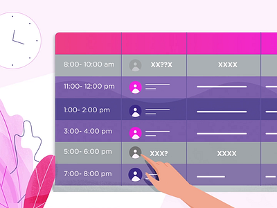 Digital Roster 2d animation book calendar character design health hospital illustration ipad motion graphics roster screens staff tablet tech vector