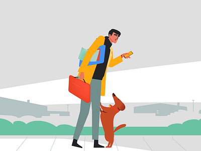 Cute Greeting 2d animation car design digital dog dog illustration executive home house illustration motion motion graphics puppy suitcase technologu vector worker