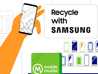 Recycle with Samsung 2d animation business design dog drop hand illustration mobile motion graphics phone recycle samsung technology tree vector