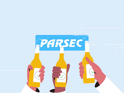 Parsec 2d animation beer beverage bottles branding business character cheers design digital fire illustration logo motion motion graphics running technology ui vector