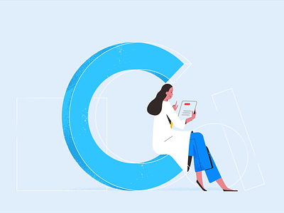 C is for Compliance 2d animation branding business button character design digital illustration letter logo motion motion graphics relaxing tablet technology ui vector woman