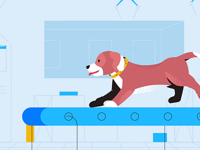 Say hi Lincoln 2d animated explainer animation bone business character conveyor belt design digital dog explainer illustration motion motion graphics tech tech explainer technology vector