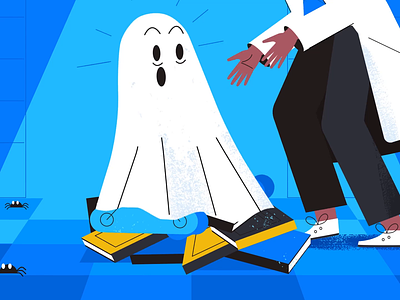 A Little 'Ghost' 2d animated explainer animation books bow tie business character design digital explainer ghost illustration motion motion graphics robot spider tech tech explainer technology vector