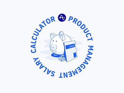 Product Management Salary Calculator blue branding calculator coins diamond flat illustration marketing piggy bank product managment salary